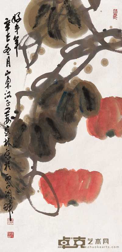 姜宝林 2001年作 好丰年 镜心 101.5×49.5cm